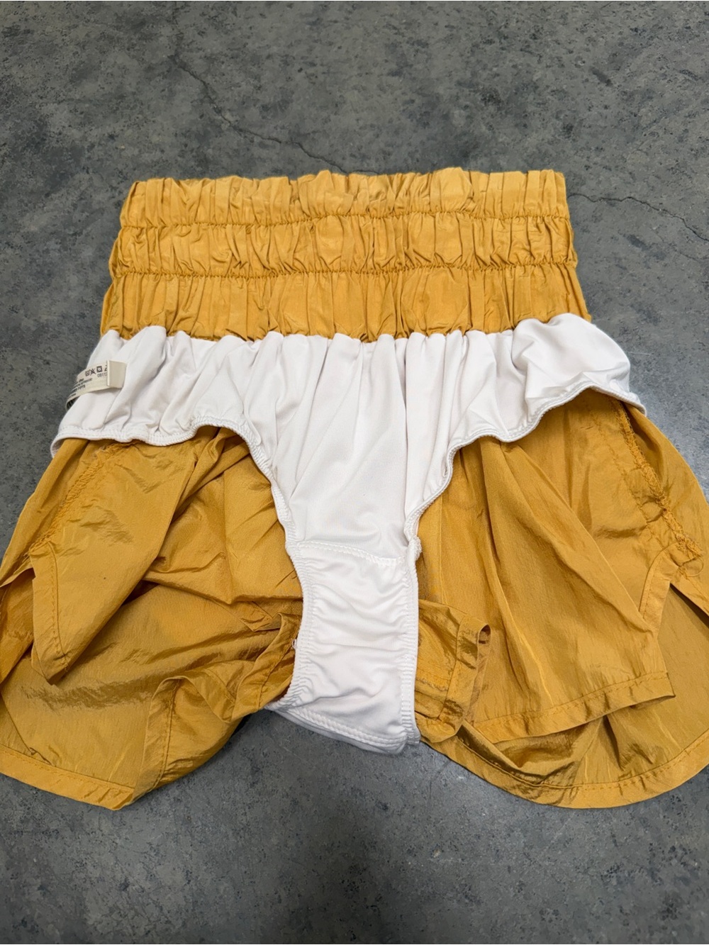 Free People High-Waist Smocked Mustard Yellow Shorts - Picture 5 of 5